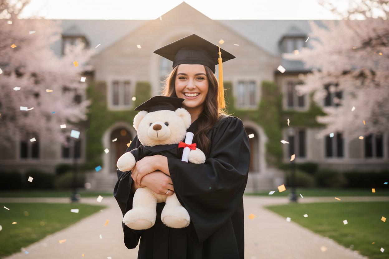 Graduate Student with Graduation Bear